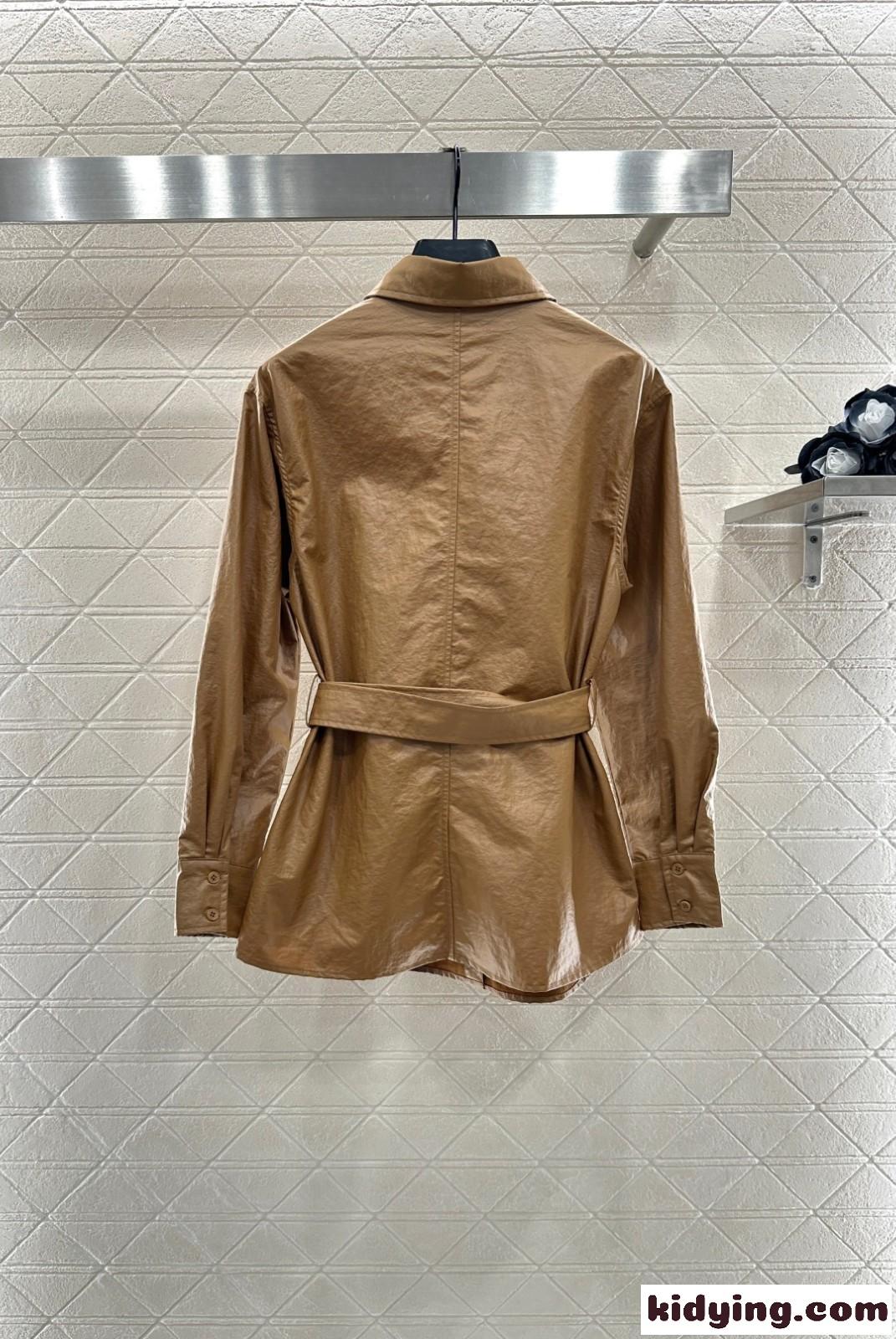 シンプル 上品 シャツジャケット セリーヌ ジャケット コピー ベルト付き-0