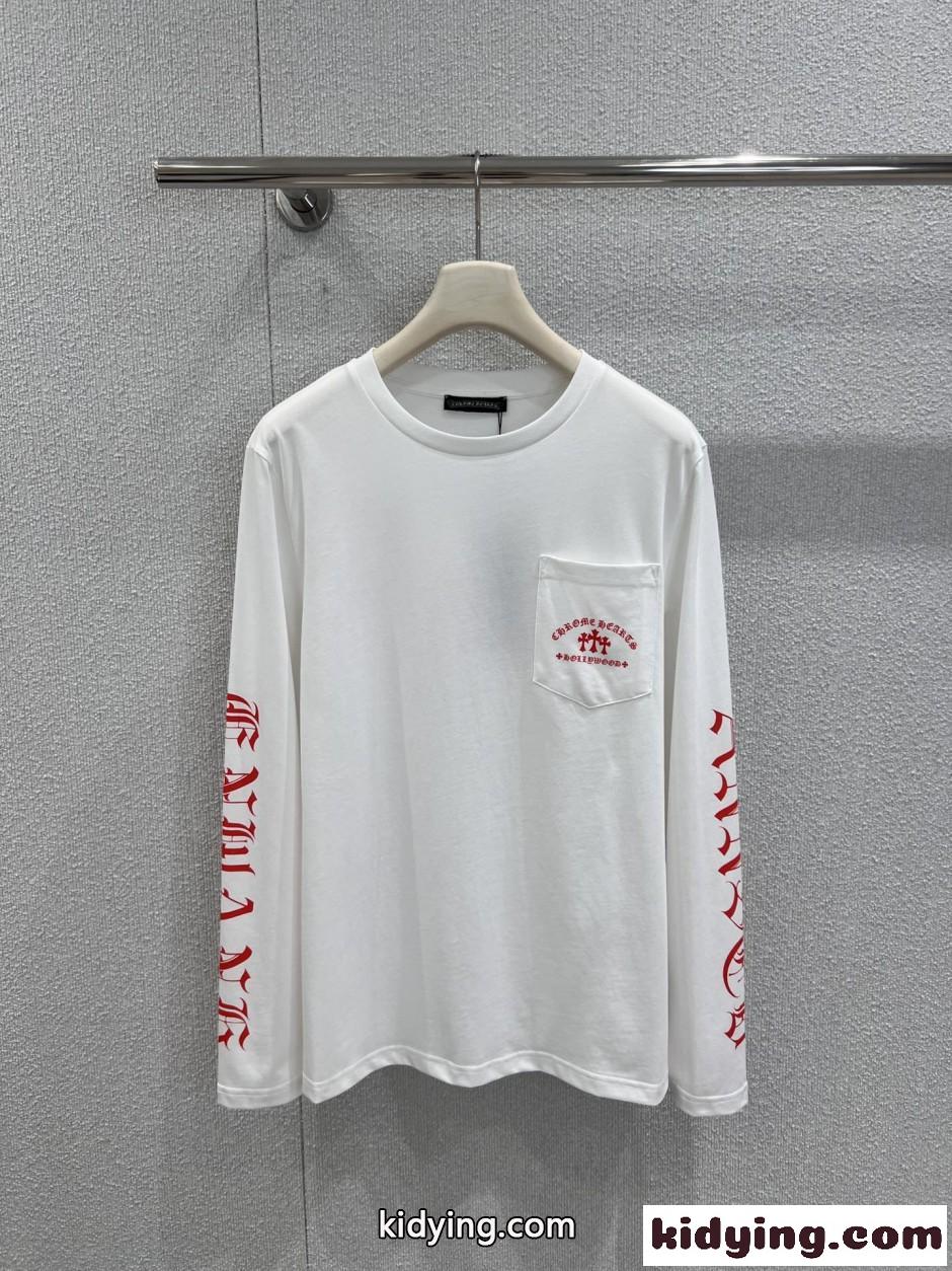 クロムハーツ Tシャツ 偽物 コットン カジュアル プリント ロングスリーブTシャツ-2