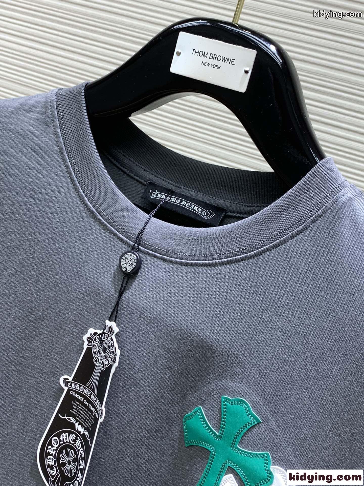 クロスパッチ クルーネック 半袖Tシャツ クロムハーツ Tシャツ コピー グレー-1