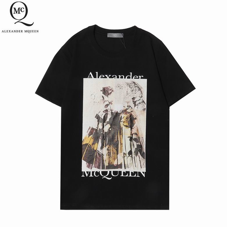 おしゃれ ゆったり 合わせやすい クルーネック 快適 アレキサンダー・マックイーン 半袖Tシャツ コピー 人気 定番 ホワイト ブラック-2