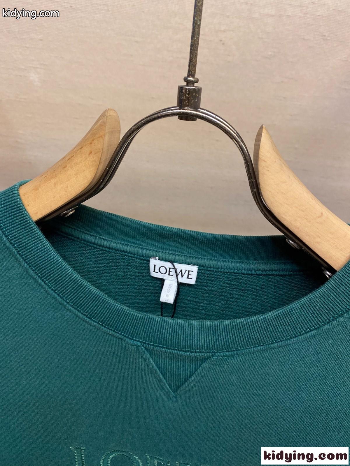 定番 ロゴ入り スウェットシャツ ロエベ Tシャツ コピー クルーネック グリーン-2