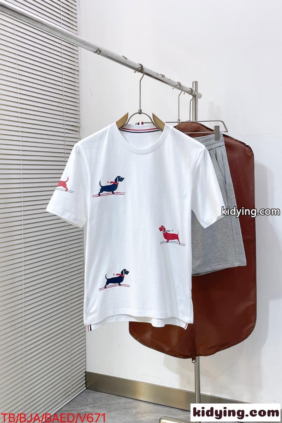 ヘクターモチーフ コットン クルーネックTシャツ トムブラウン Tシャツ コピー ホワイト-1