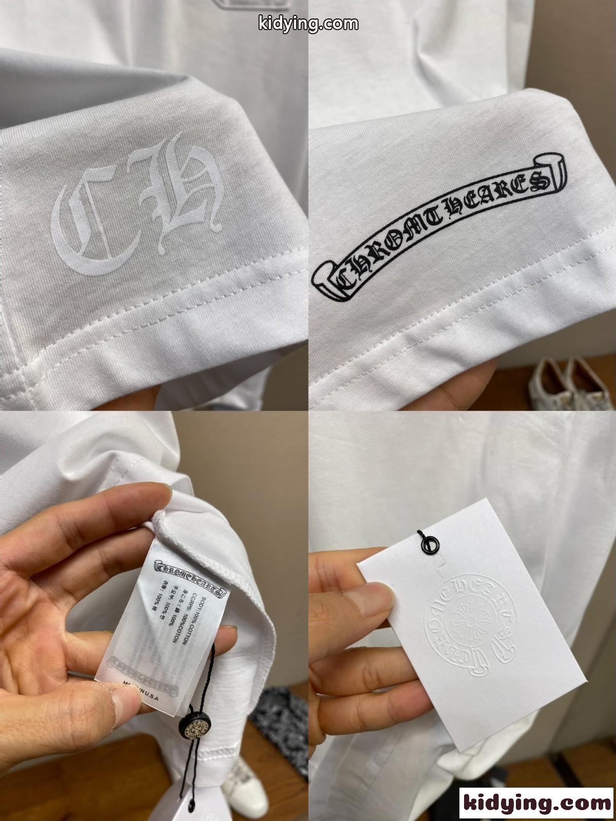 カジュアル コットン 半袖Tシャツ クロムハーツ Tシャツ コピー クルーネック ホワイト-4