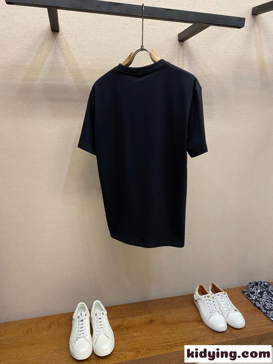 カジュアル 洗練された コットン 半袖Tシャツ クリスチャン・ディオール Tシャツ 偽物 ブラック-1