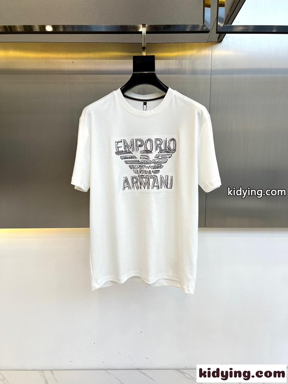 アルマーニ Tシャツ コピー カジュアル ロゴ入り 半袖Tシャツ ホワイト-0