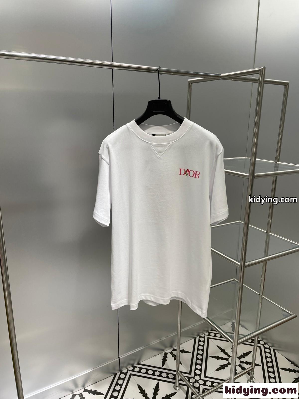 春夏 新作 クルーネック コットン ロゴ プリント クリスチャン・ディオール Tシャツ コピー 半袖-0