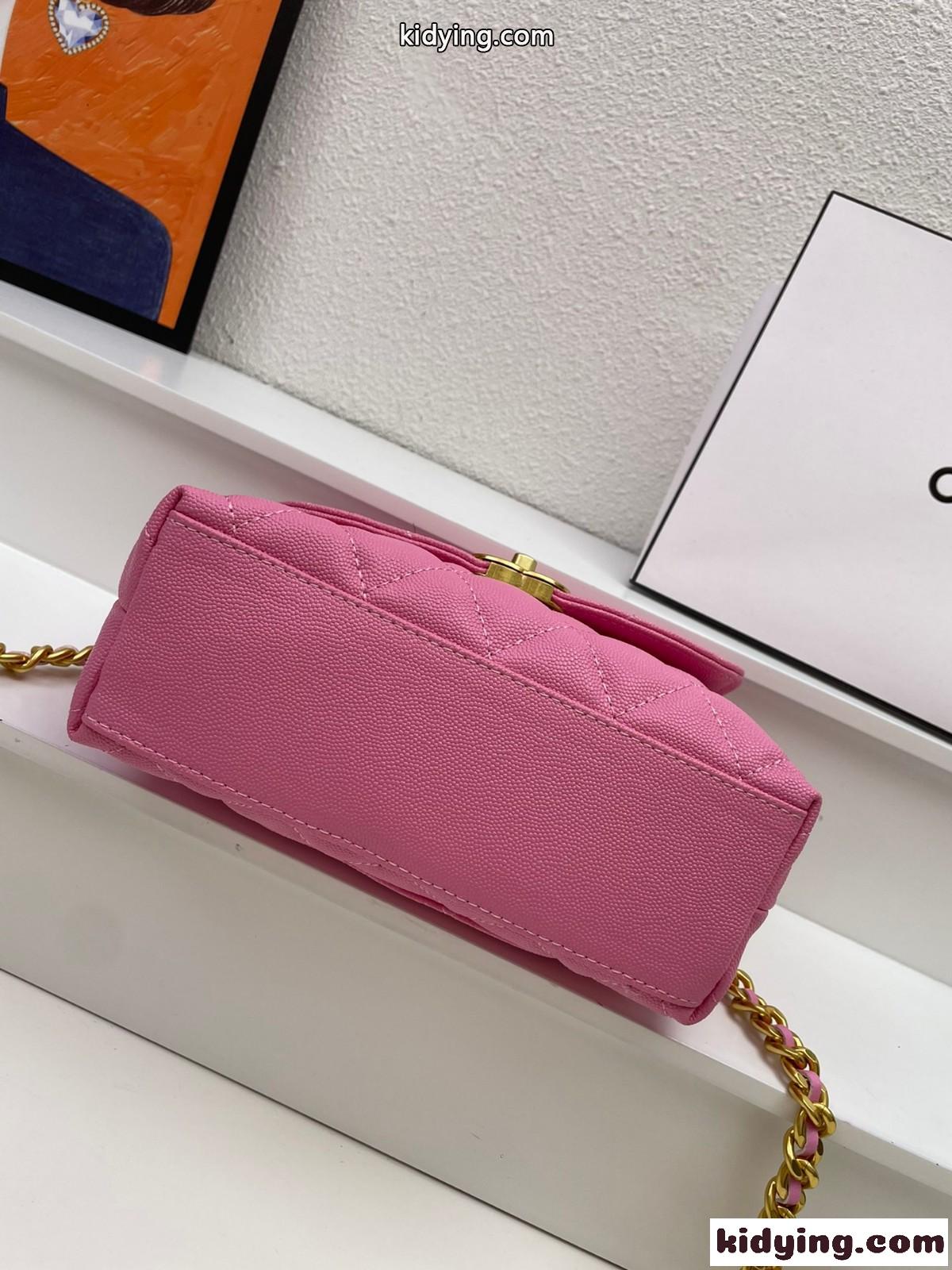 可愛い 23P フラップバッグ シャネル バッグ コピー チェーン ショルダーバッグ ピンク-3