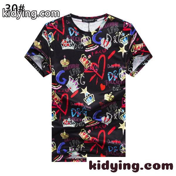 注目される ドルチェ&ガッバーナ Tシャツ コピー クールネック オシャレ 半袖 トップス 総柄 プリント メンズ 春夏-1