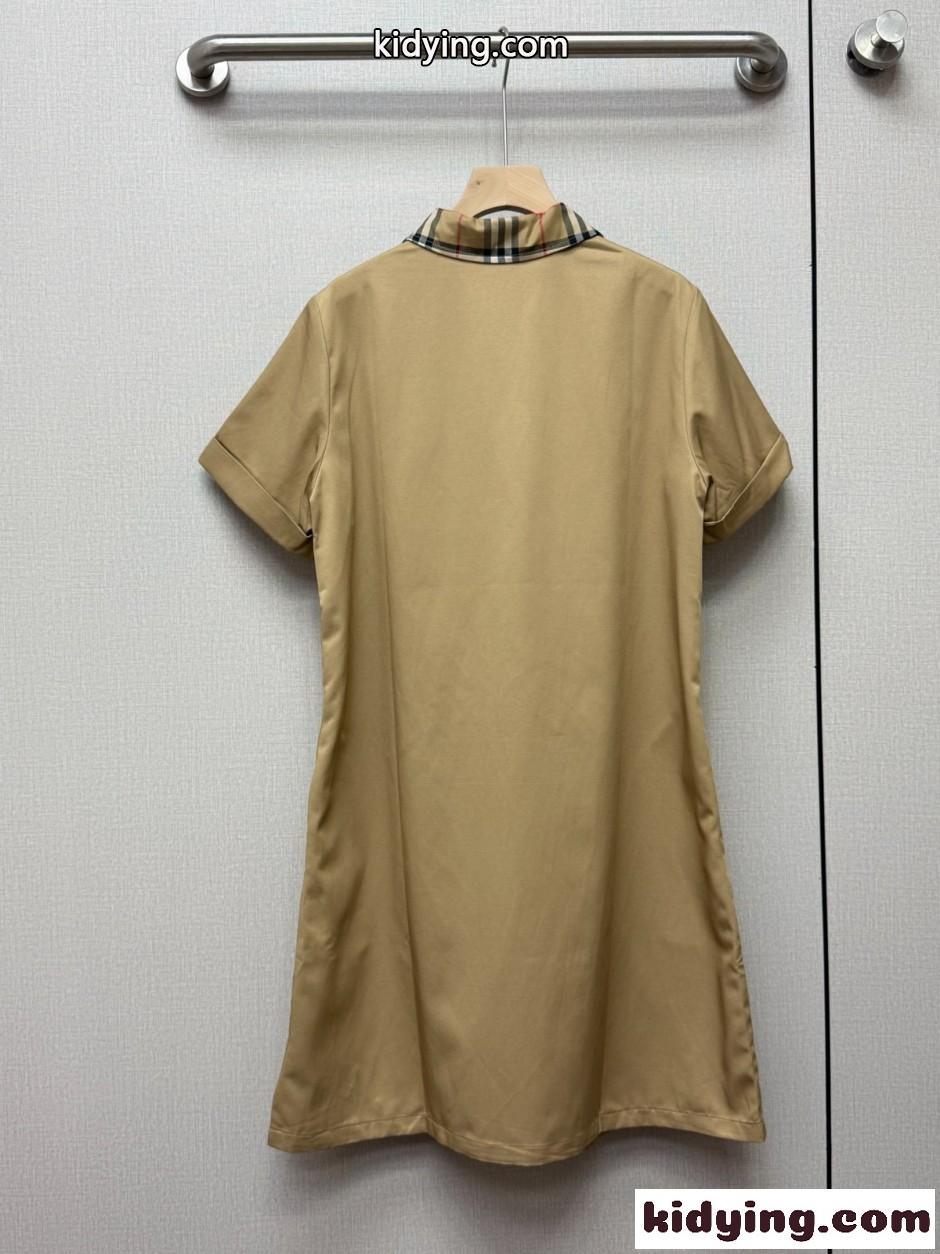 洗練された 半袖シャツワンピース バーバリー ワンピース 偽物 ハーフジップ-2