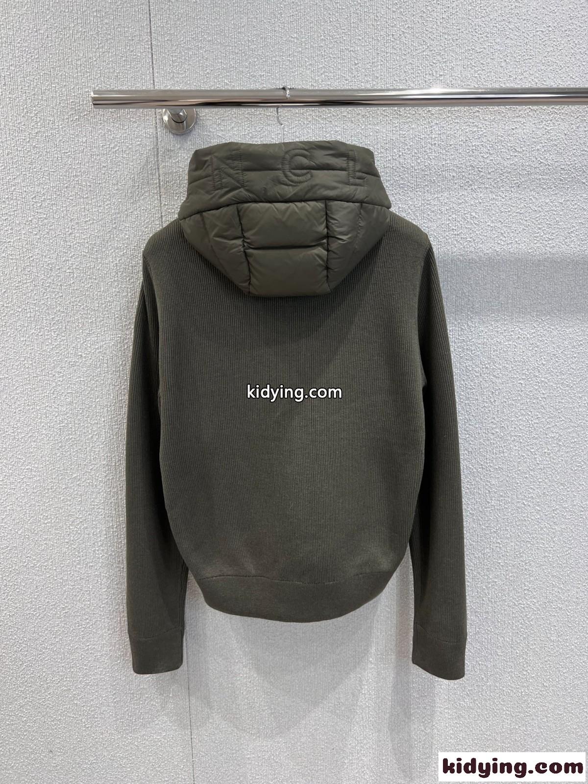 洗練された 上品 ニット切り替え ブルゾン モンクレール ダウンジャケット 偽物 グリーン-2