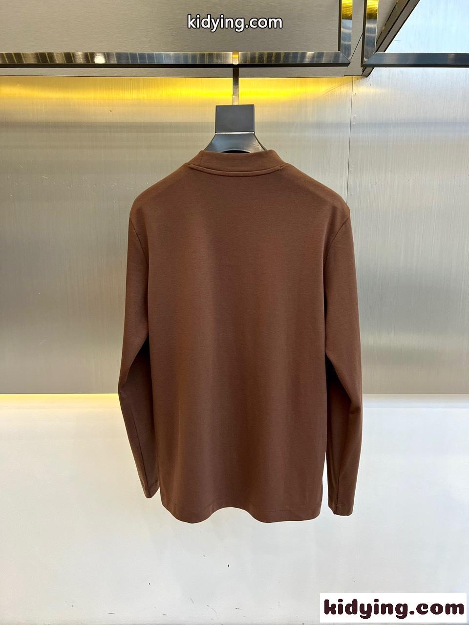 シンプル 上品 ロゴ入り 長袖Tシャツ バーバリー 長袖Tシャツ 偽物 ブラウン-4