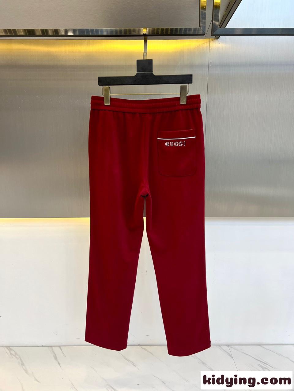 カジュアル ロゴ入り イージーパンツ グッチ パンツ コピー レッド-1