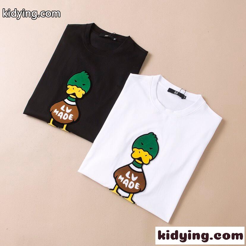 ルイ・ヴィトン Tシャツ コピー 人気 カジュアル おしゃれ クールネック 半袖 Tシャツ 快適 ホワイト ブラック-1