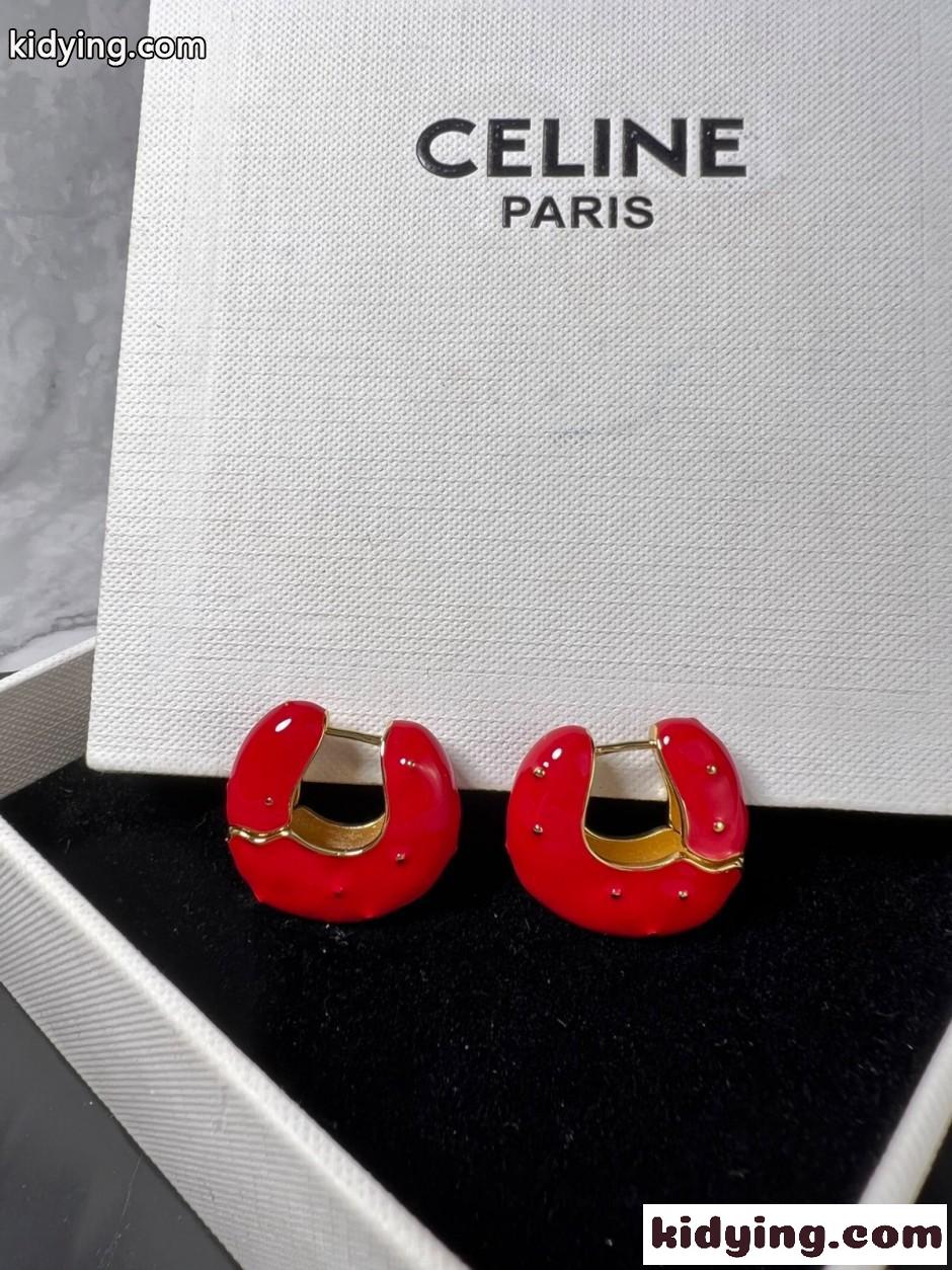 お洒落 モダン フープピアス セリーヌ イヤリング 偽物 アクセサリー-4
