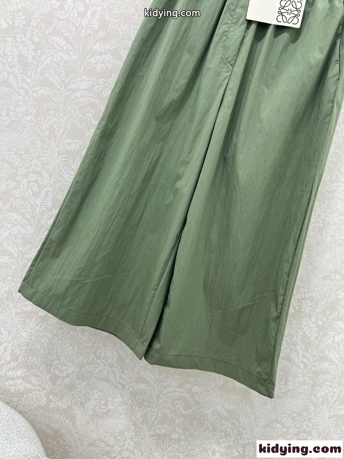ロエベ パンツ コピー レディース ゆったり クロップド トラウザーズ グリーン-4