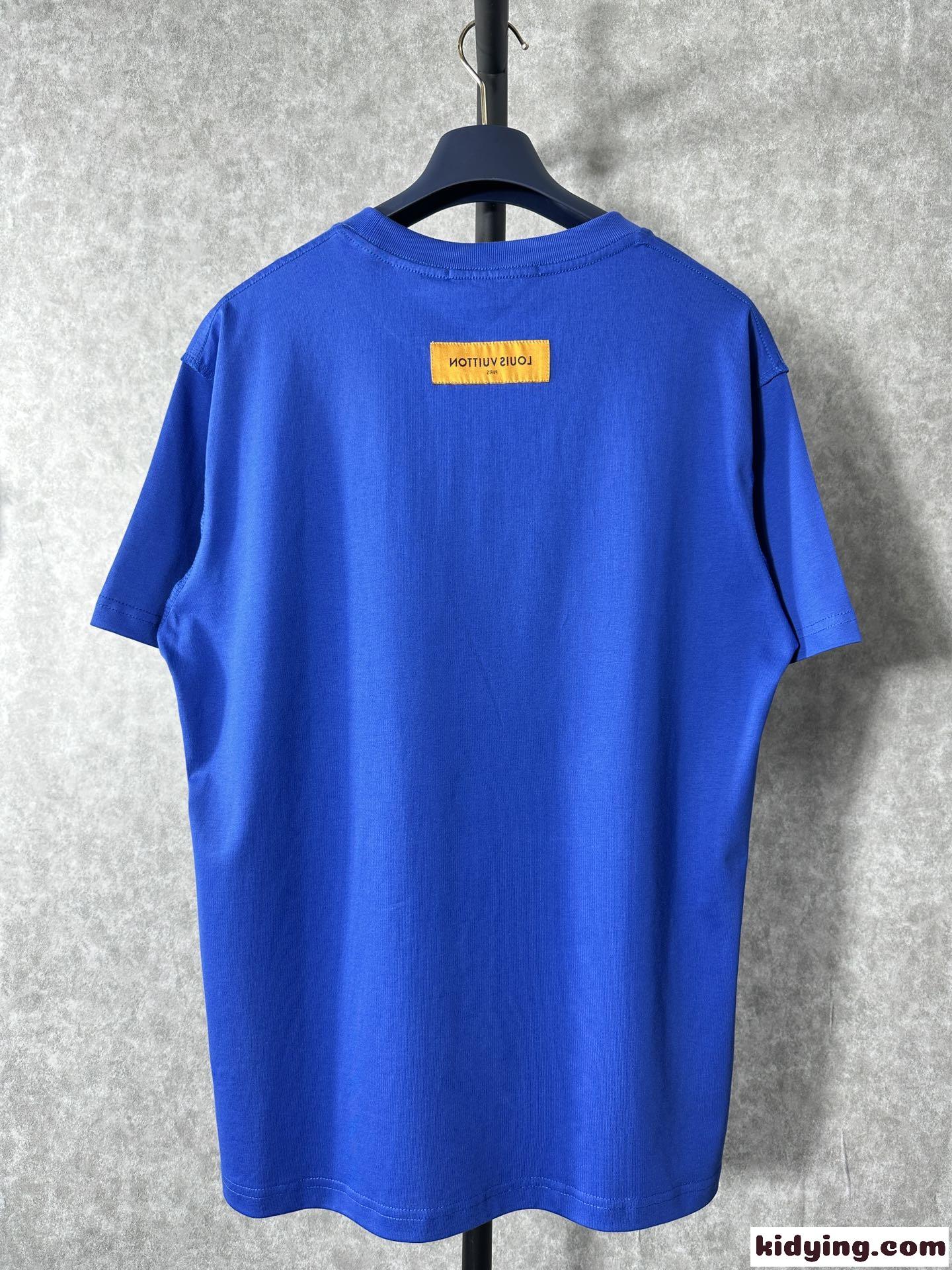 ユニセックス ルイ・ヴィトン Tシャツ コピー シンプル クルーネック コットン 半袖Tシャツ-1