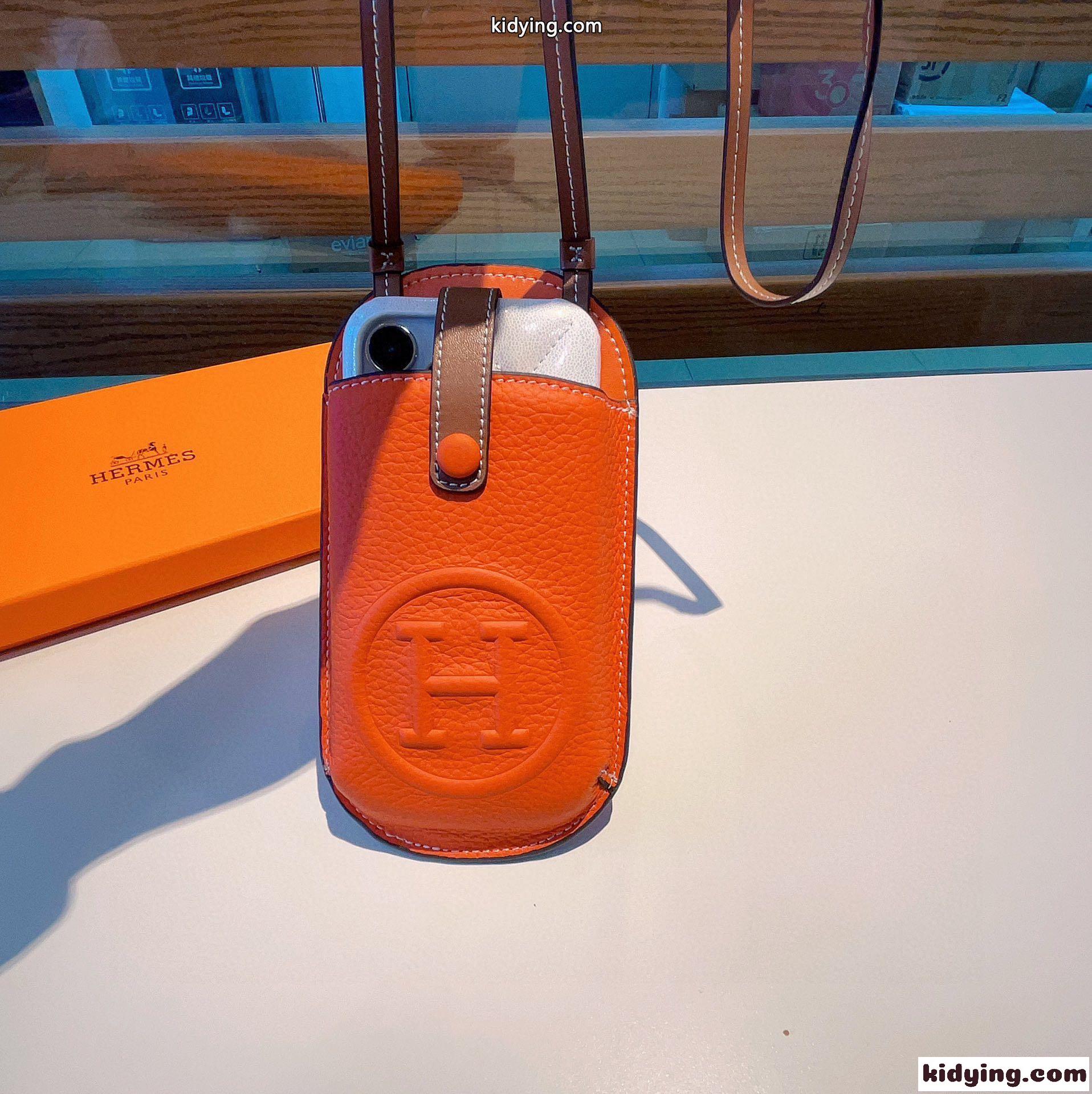 おしゃれ スマホポーチ エルメス アイフォンケース 偽物 ポシェット オレンジ-1