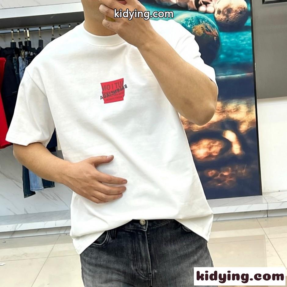 おしゃれ ロゴ クルーネック 半袖Tシャツ バレンシアガ Tシャツ 偽物 ホワイト-0