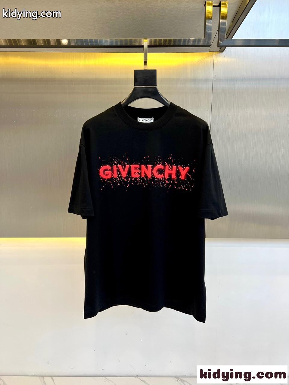 カジュアル ロゴ入り コットン 半袖Tシャツ ジバンシィ Tシャツ コピー ブラック-1