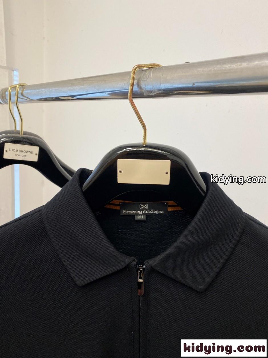 洗練された ハーフジップ 長袖ポロシャツ エルメネジルド・ゼニア Tシャツ 偽物 ブラック-2