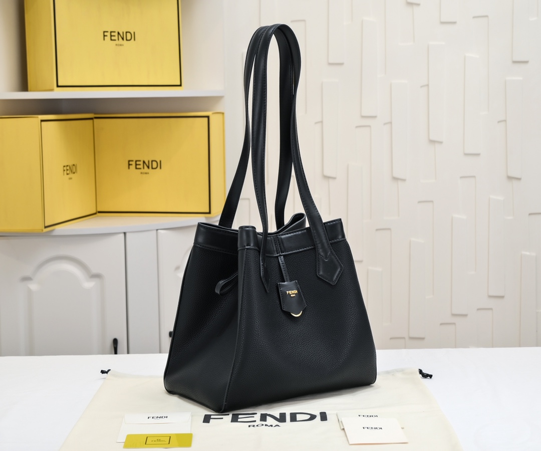 Fendi Origami ミディアム ブラックレザー 変形バッグ フェンディ バッグ コピー-3