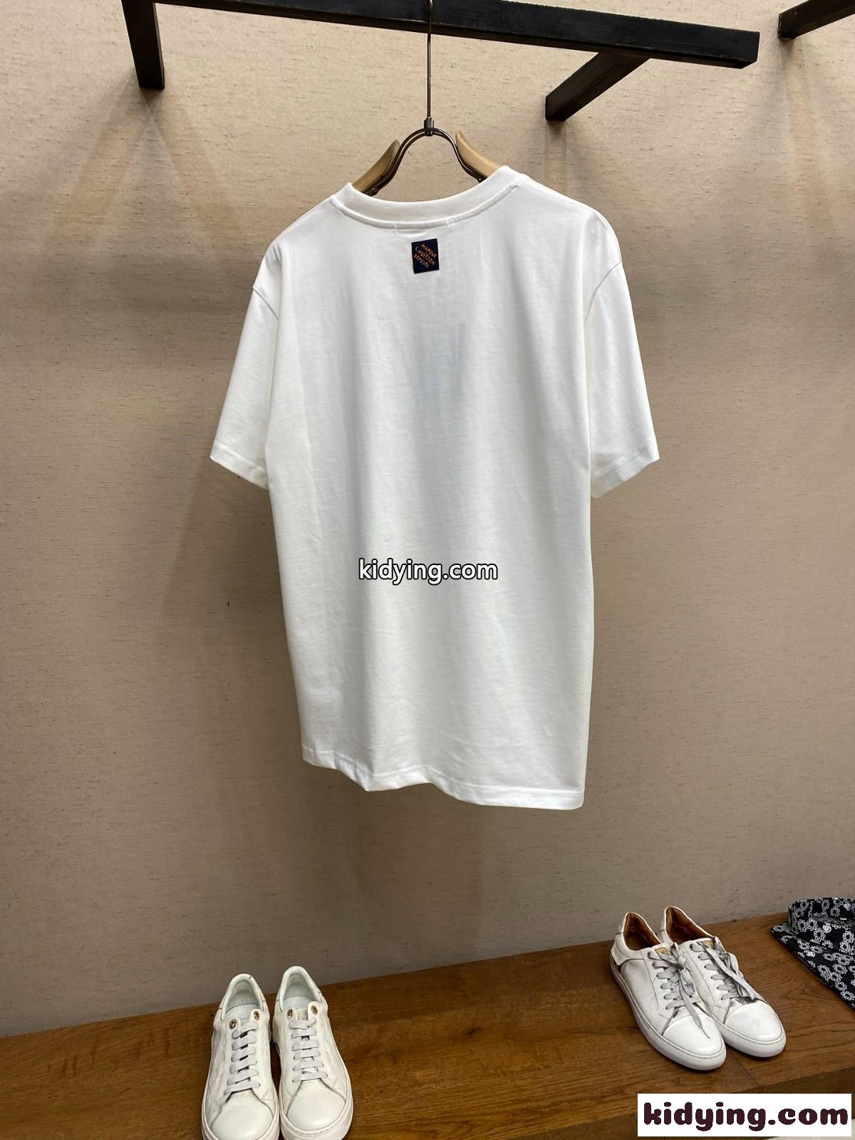 カジュアル グラフィック コットンTシャツ ルイ・ヴィトン Tシャツ コピー コットン-2