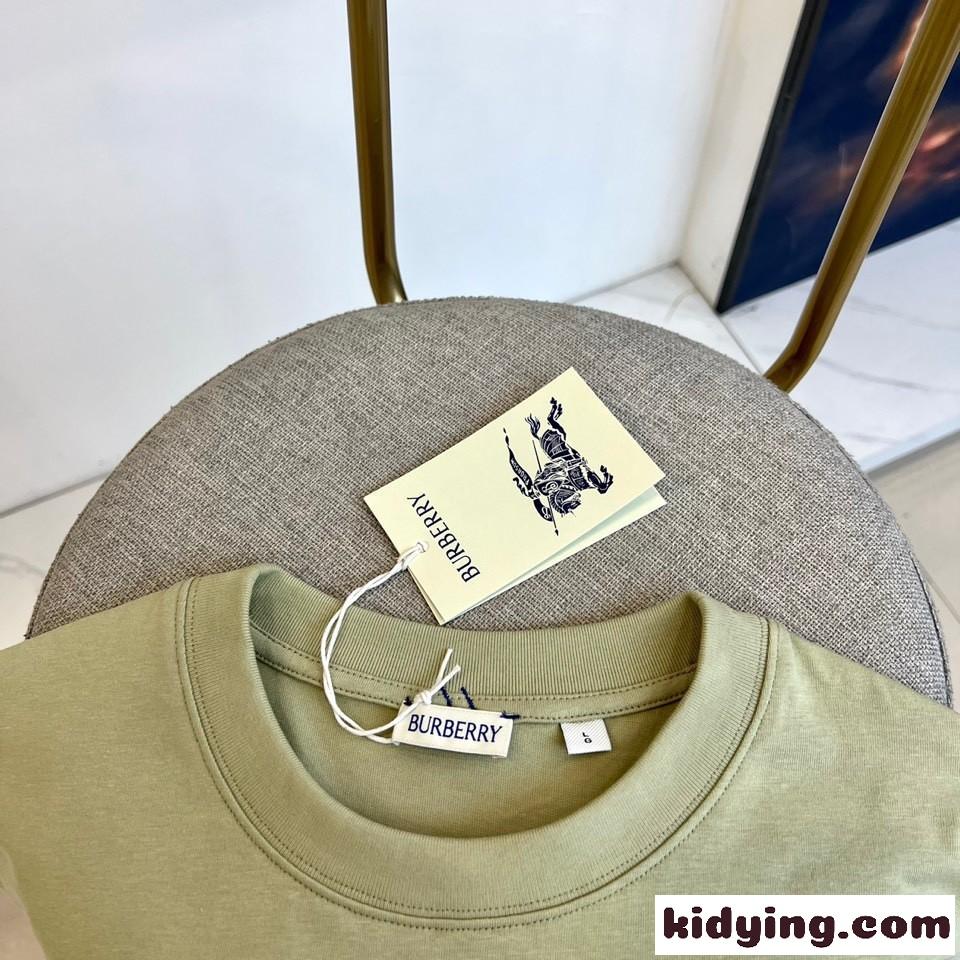 シンプル カジュアル コットンTシャツ バーバリー 半袖Tシャツ コピー カーキ-1