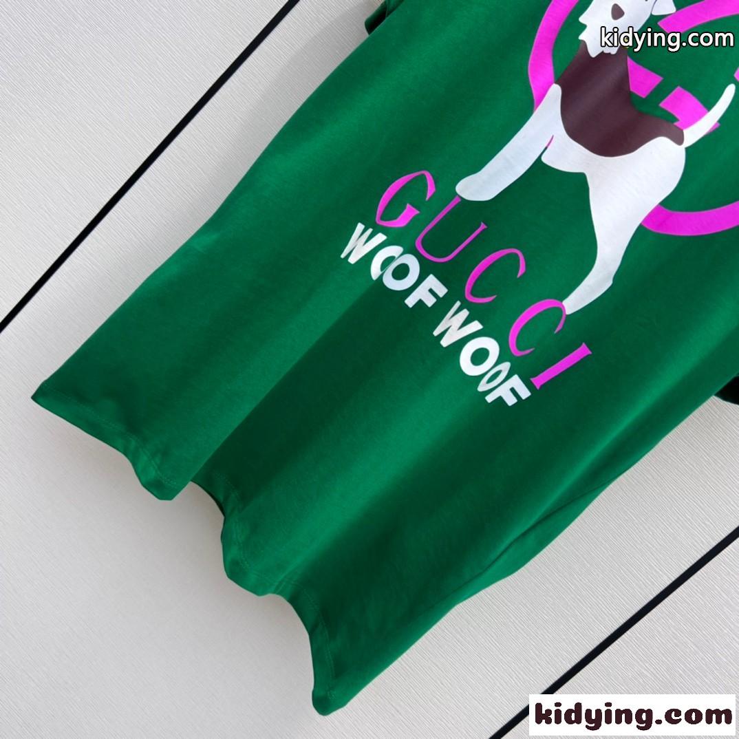23SS 新作 グッチ WOOF WOOF プリント コットン Tシャツ スーパーコピー ユニセックス-2