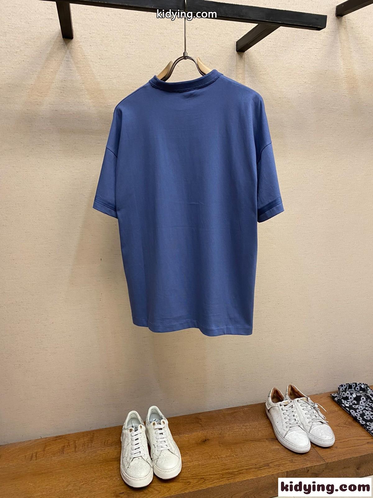 DIOR AND STONE ISLAND 半袖Tシャツ クリスチャン・ディオール Tシャツ コピー ブルー-1