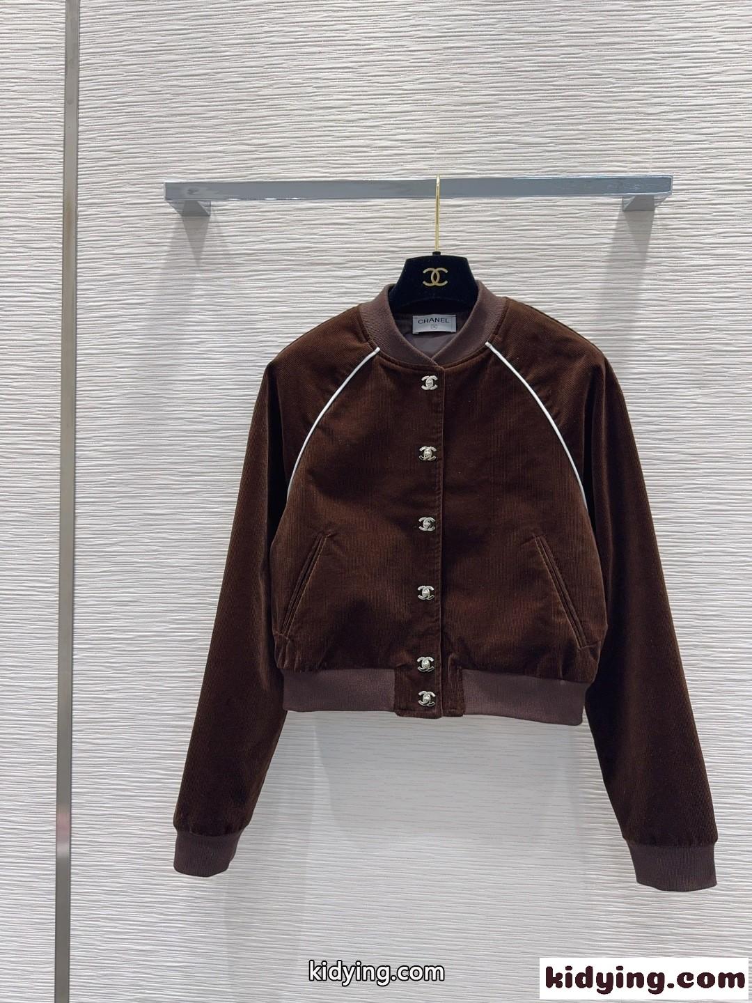 カジュアル コーデュロイ ショート丈ジャケット シャネル ジャケット コピー ブラウン-0