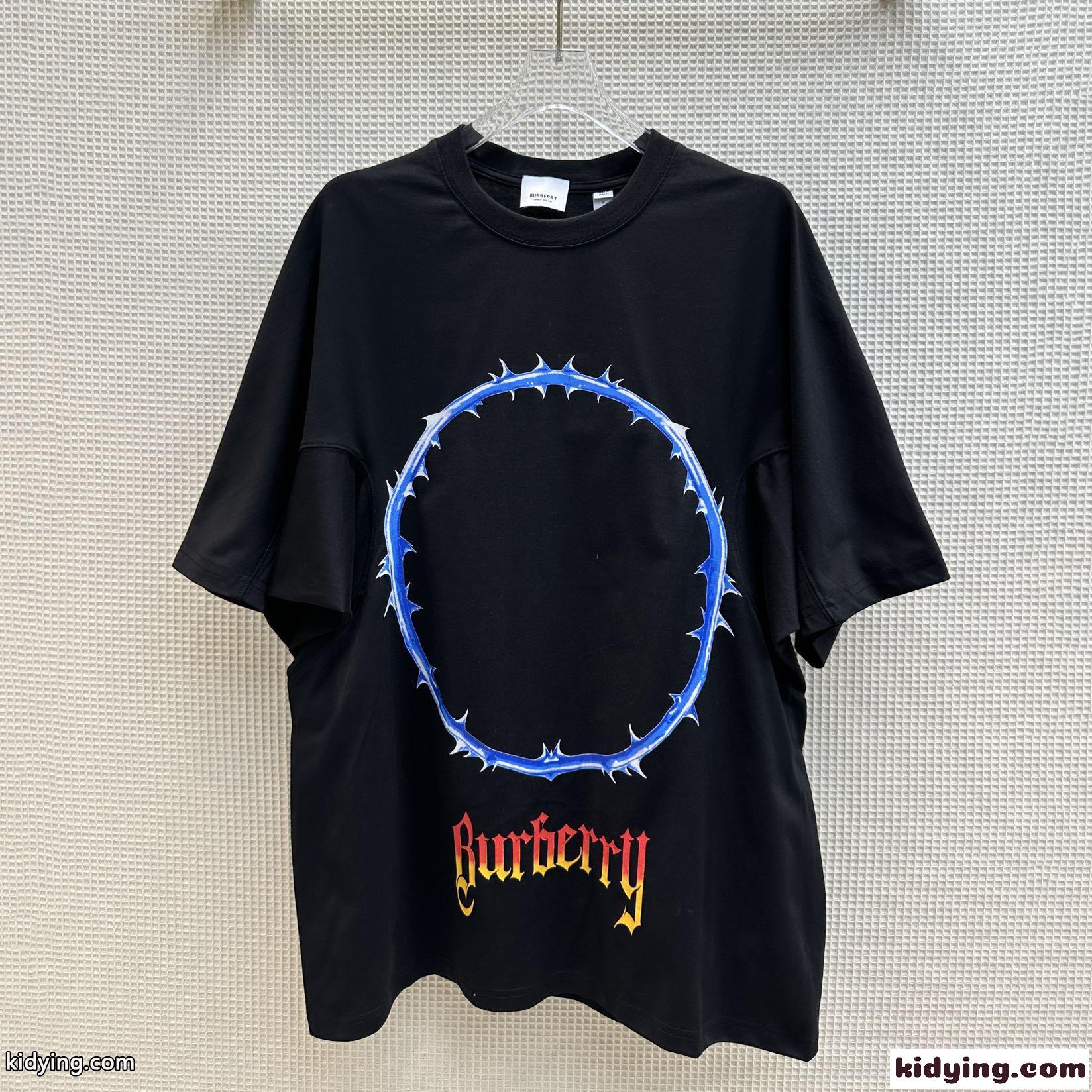 ユニセックス バーバリー Tシャツ コピー ソーン＆ロゴプリント コットン オーバーサイズTシャツ-2