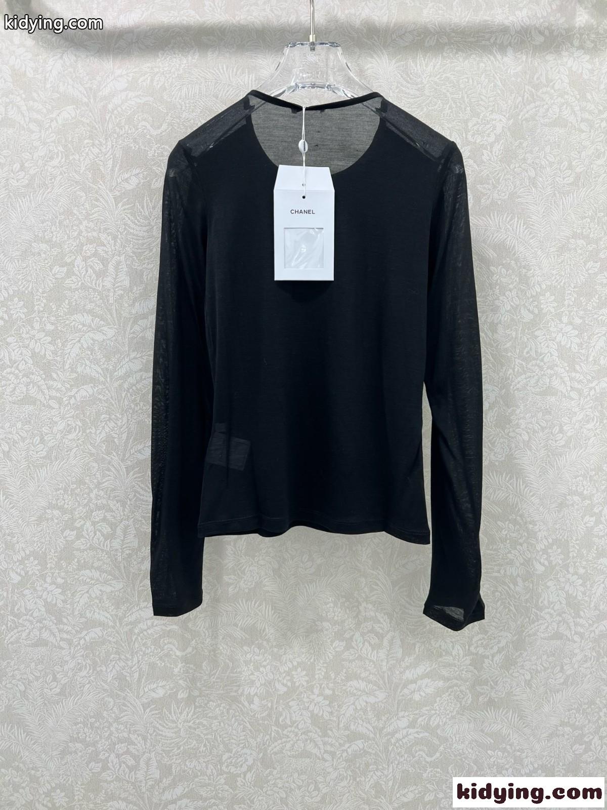 シンプル 合わせやすい クルーネック シャネル Tシャツ コピー 長袖Tシャツ-4