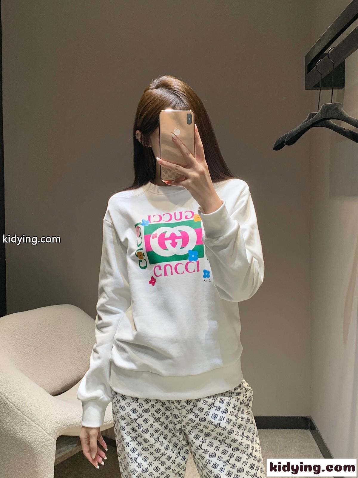 カジュアル ロゴ コットン グッチ Tシャツ 偽物 クルーネック スウェットシャツ ホワイト-0