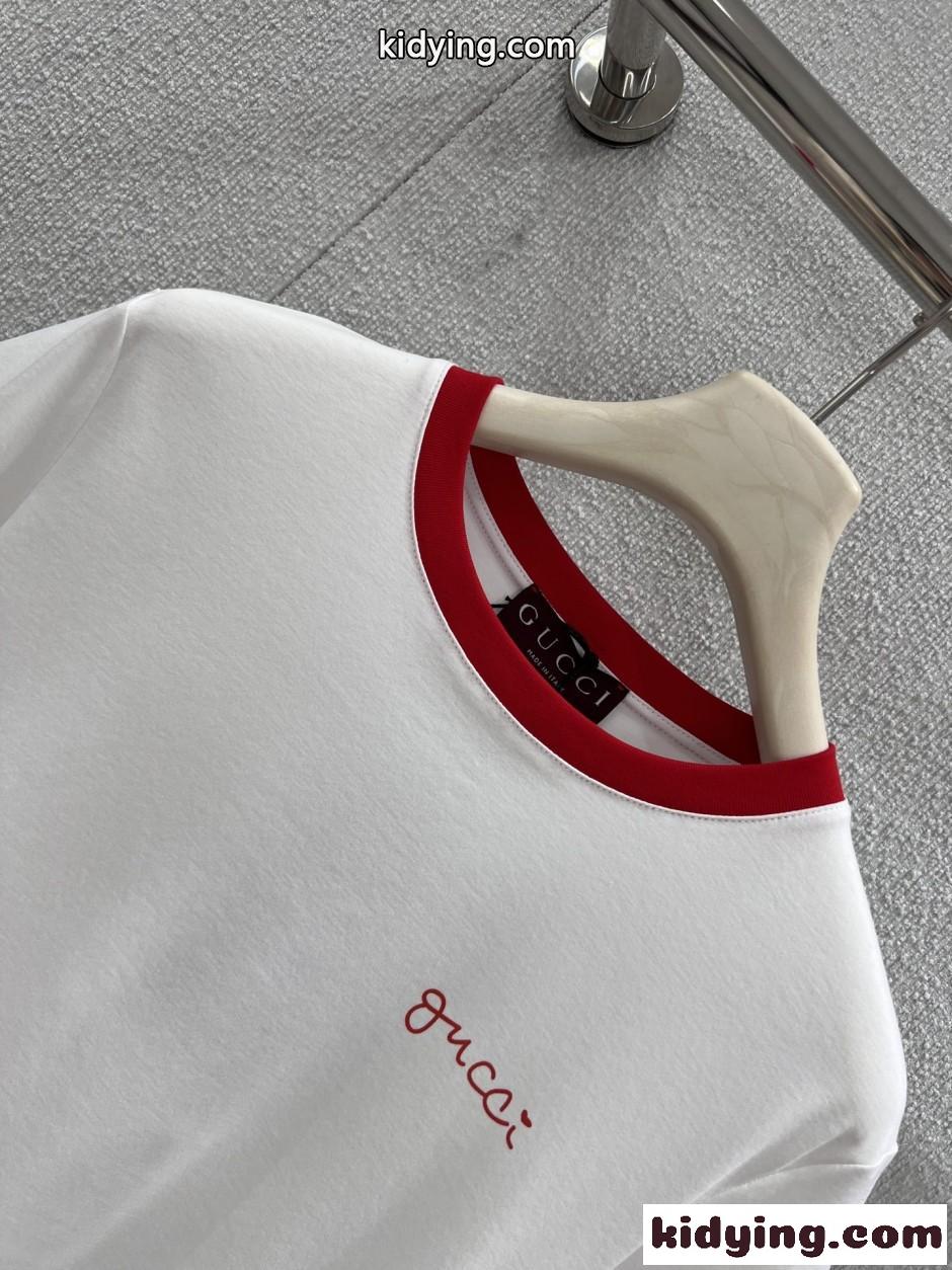 スタイリッシュ スクリプトロゴ リンガーTシャツ グッチ Tシャツ コピー ホワイト-0