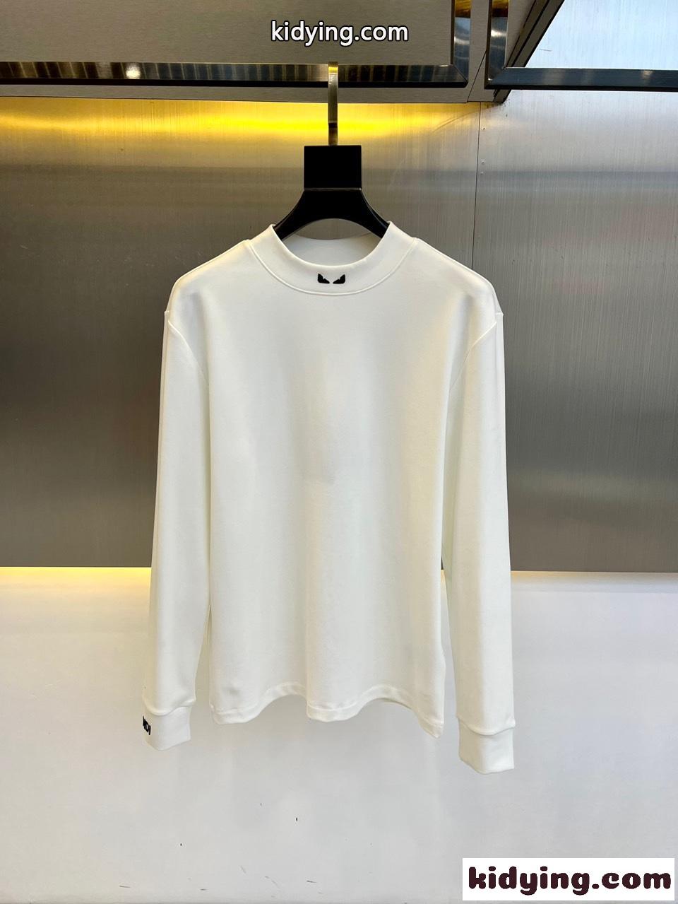 フェンディ Tシャツ コピー ベーシック 着回し 裏起毛 コットン 長袖Tシャツ ホワイト-0