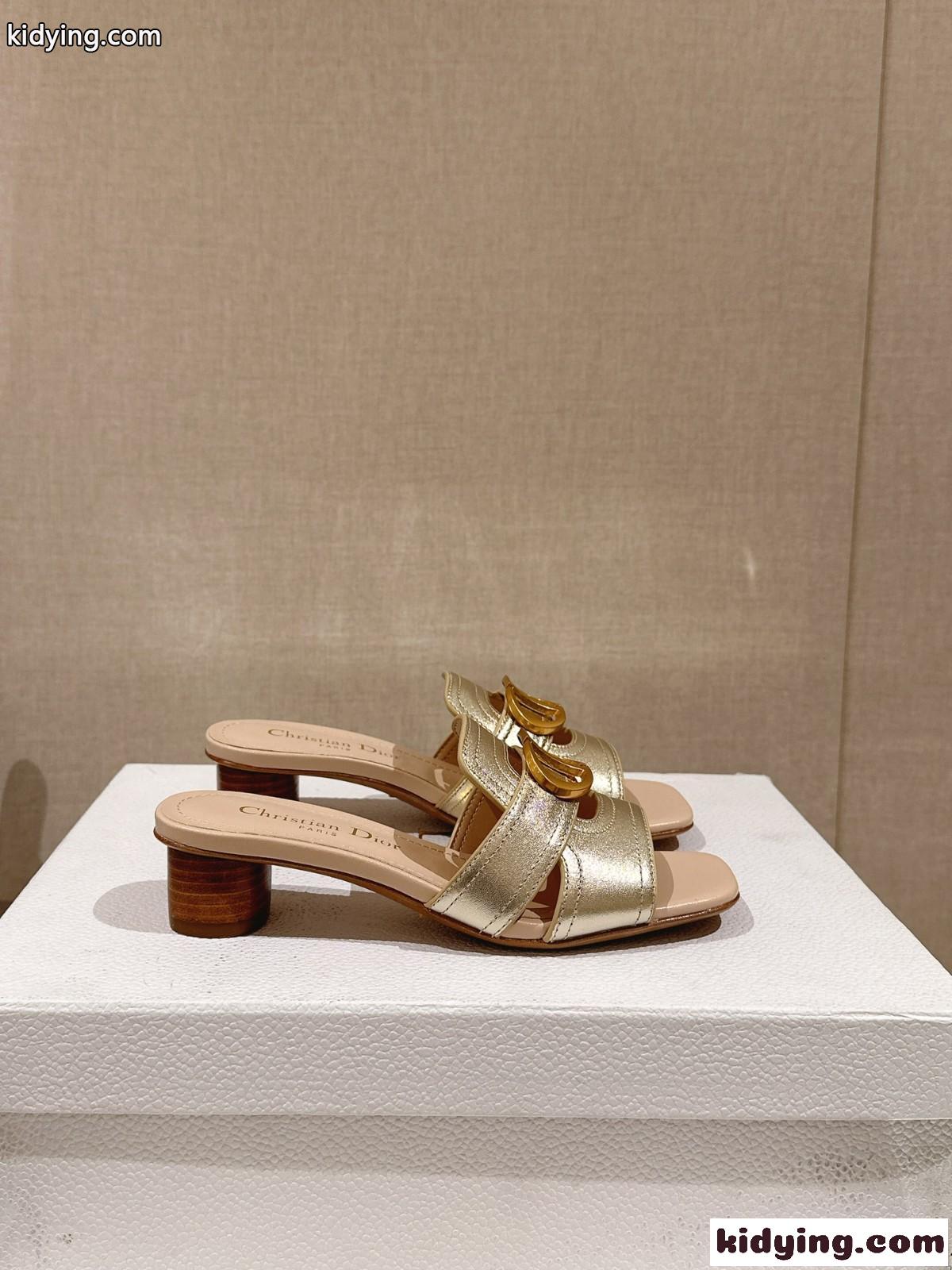 Dior Or 30 Montaigne ヒールスライド クリスチャン・ディオール サンダル コピー ゴールド-2
