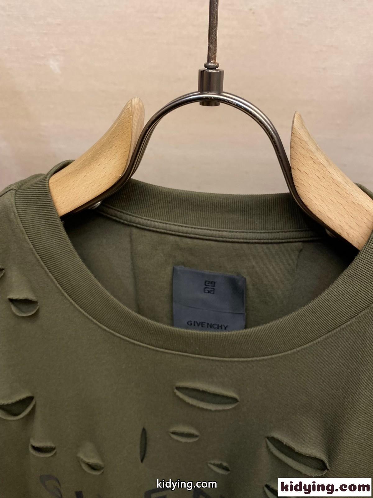 レイヤード ダメージ ロゴ コットンTシャツ ジバンシィ Tシャツ コピー 半袖-0