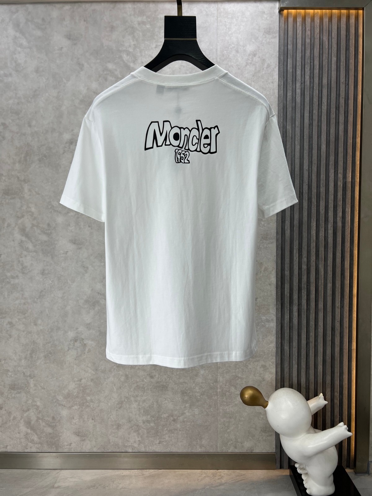 可愛い おしゃれ プリント クルーネック 半袖 モンクレール Tシャツ コピー ホワイト-2