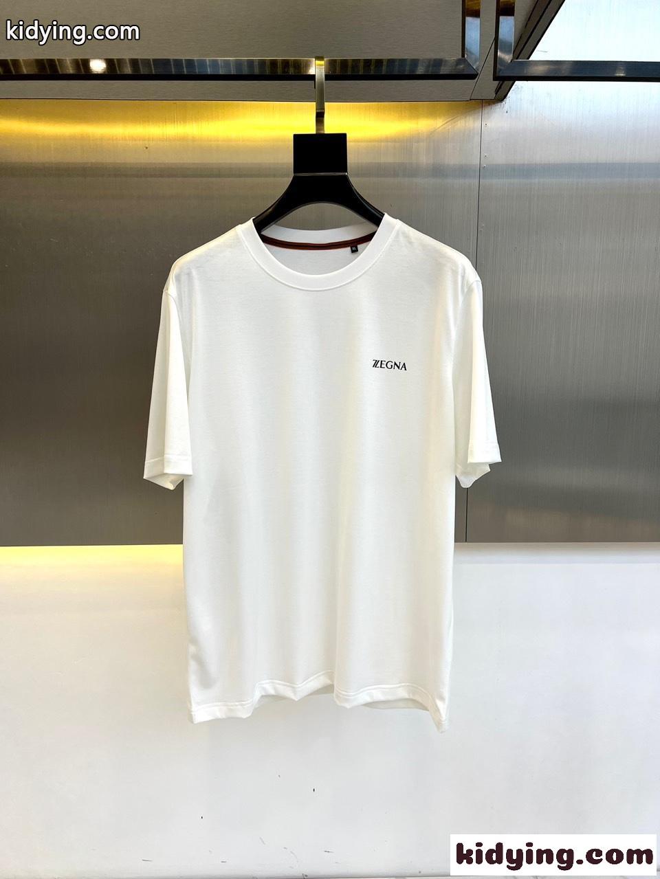 シンプル ロゴ入り クルーネック エルメネジルド・ゼニア 半袖Tシャツ コピー ホワイト-0