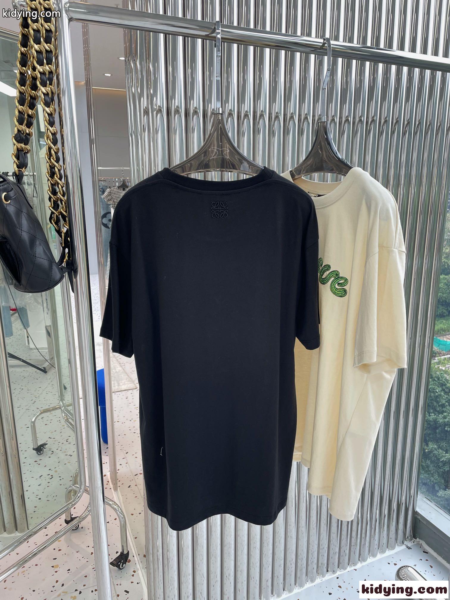 人気 ゆったり ロゴ 刺繍 クルーネック ロエベ tシャツ コピー 半袖 体型カバー 半袖 トップス-3