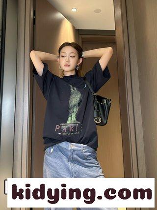 人気 カジュアル プリント 半袖Tシャツ バレンシアガ Tシャツ コピー ユニセックス グレー-2