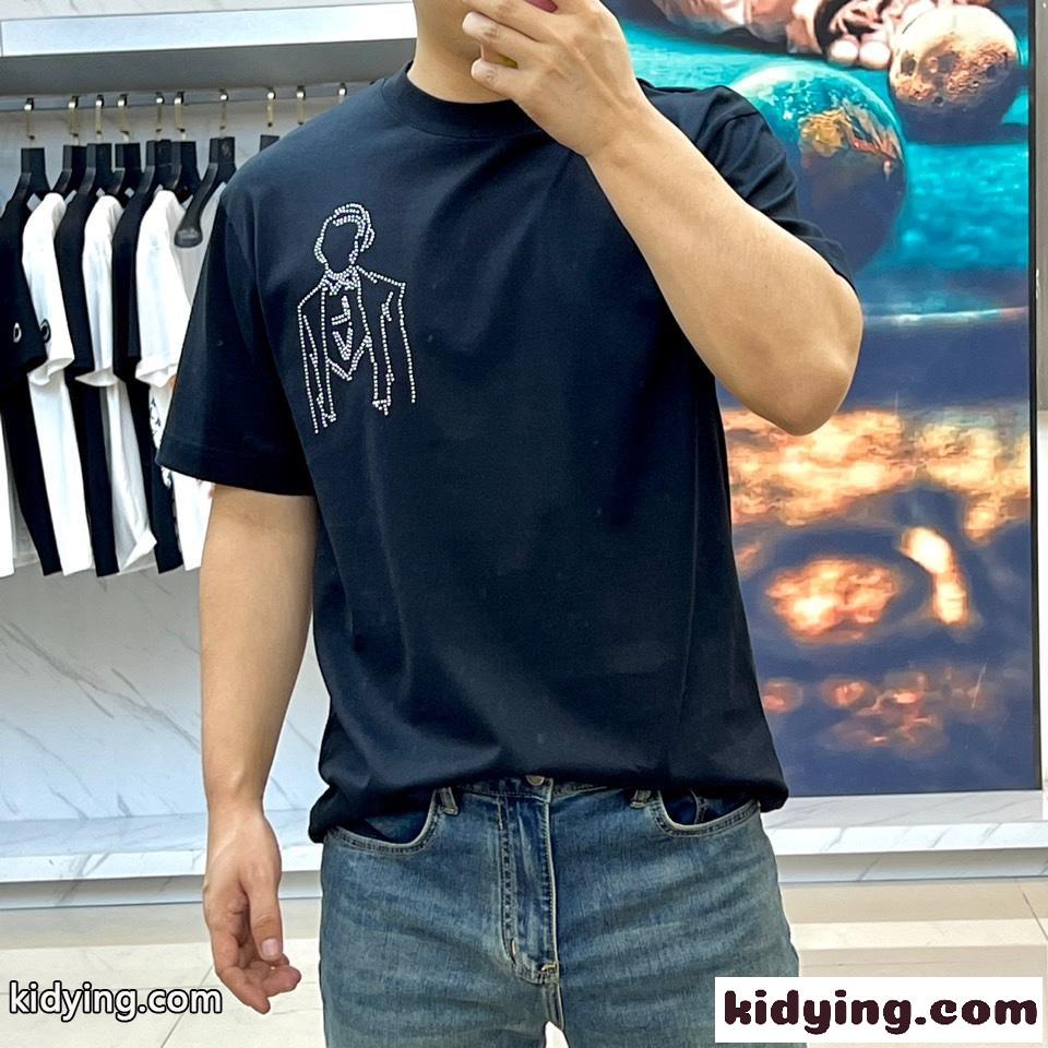 ルイ・ヴィトン 半袖Tシャツ コピー おしゃれ ロゴ クルーネック ブラック-2