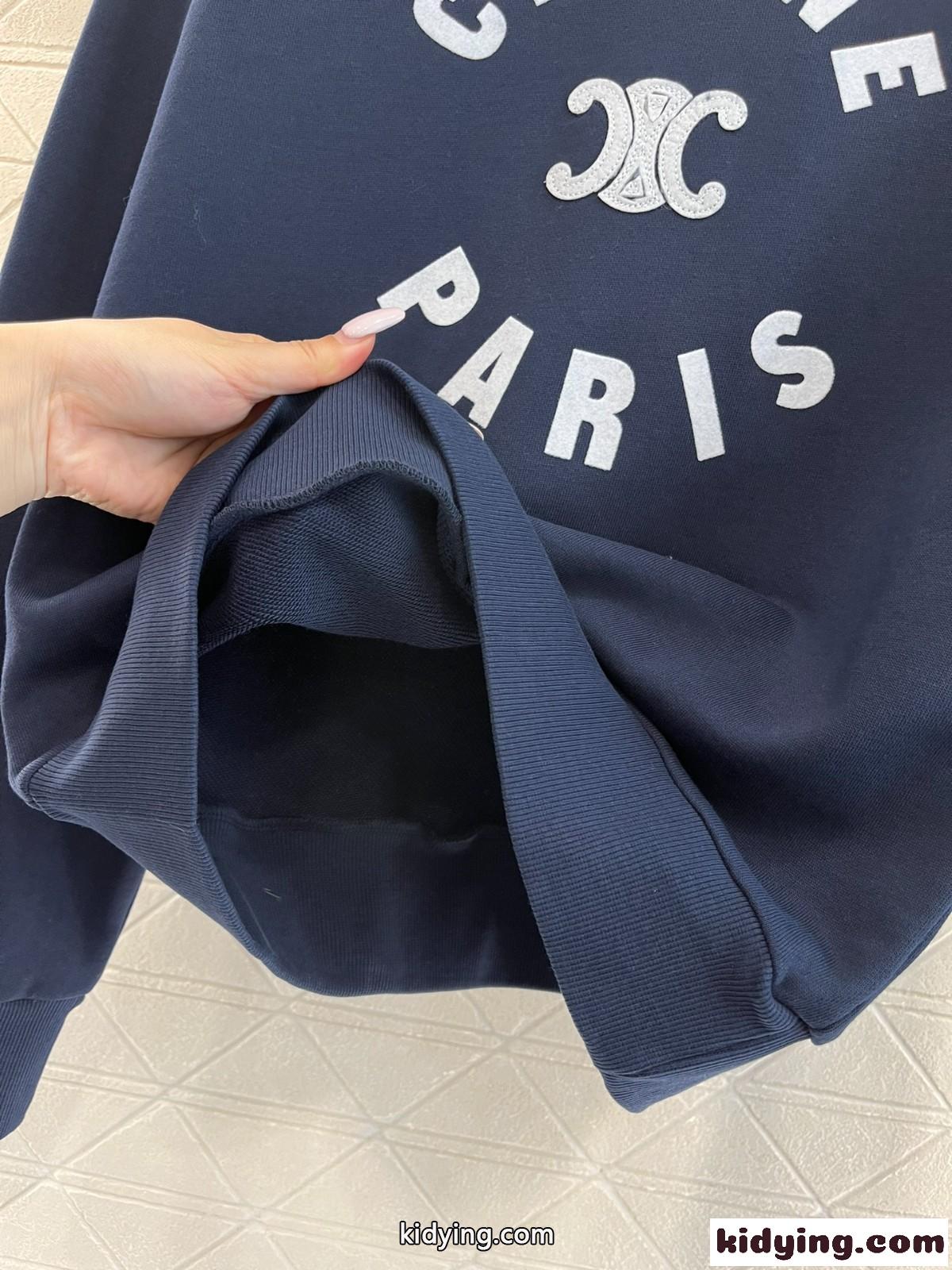定番 カジュアル ロゴ入り スウェットシャツ セリーヌ Tシャツ コピー ネイビー-0