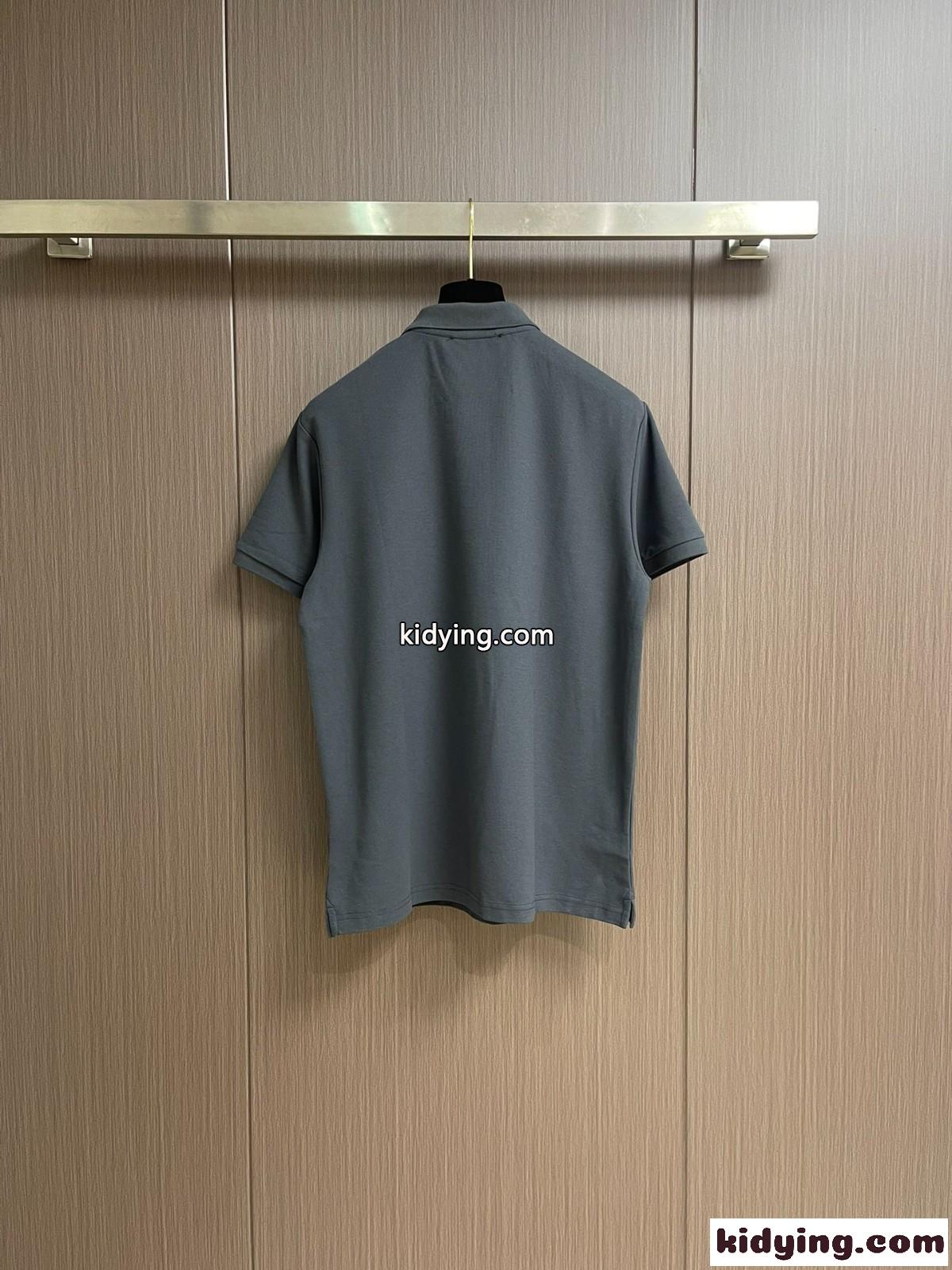 洗練された シンプル プラダ Tシャツ コピー コットンピケ ポロシャツ グレー-1