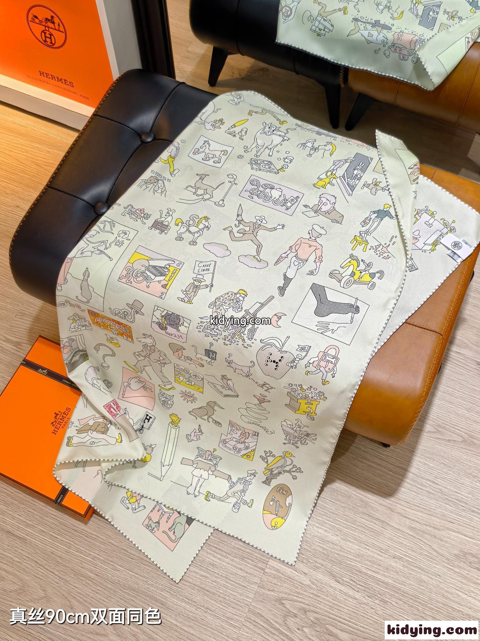 人気 上品 エルメス カレ リブレ スカーフ スーパーコピー シルクホワイト-1