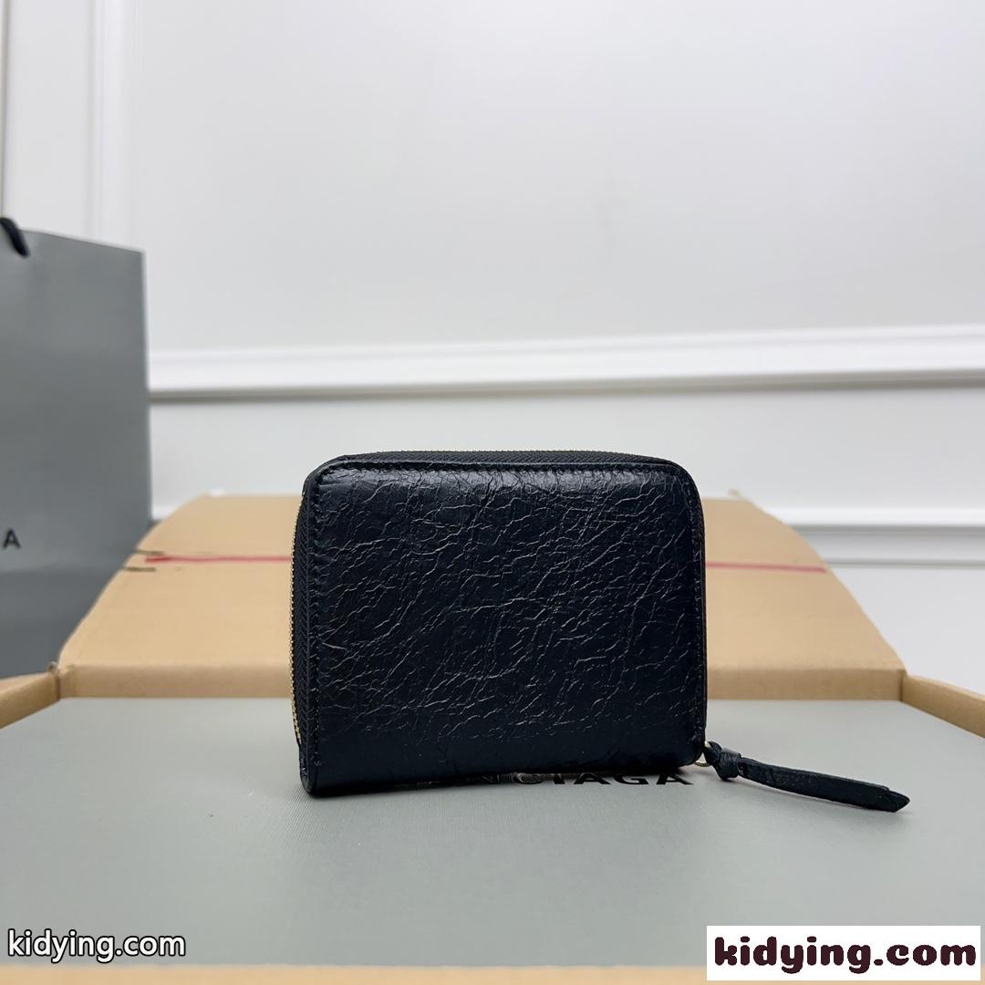 上品 高級感 コンパクトウォレット バレンシアガ 財布 コピー 二つ折り財布 ブラック-1