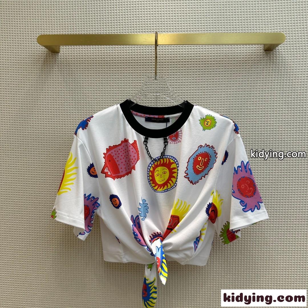 LV × YK フェイスプリントセルフタイTシャツ ルイ・ヴィトン Tシャツ コピー-1