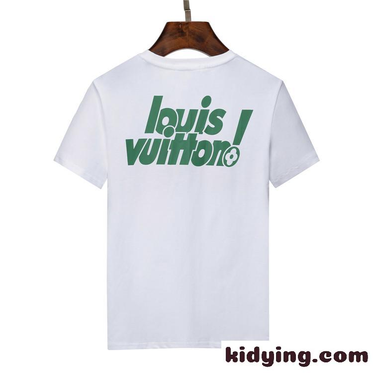 夏 柔らかい クルーネック トップス ルイ・ヴィトン Tシャツ コピー おしゃれ 快適 通気 半袖 定番 ロゴ シンプル-1