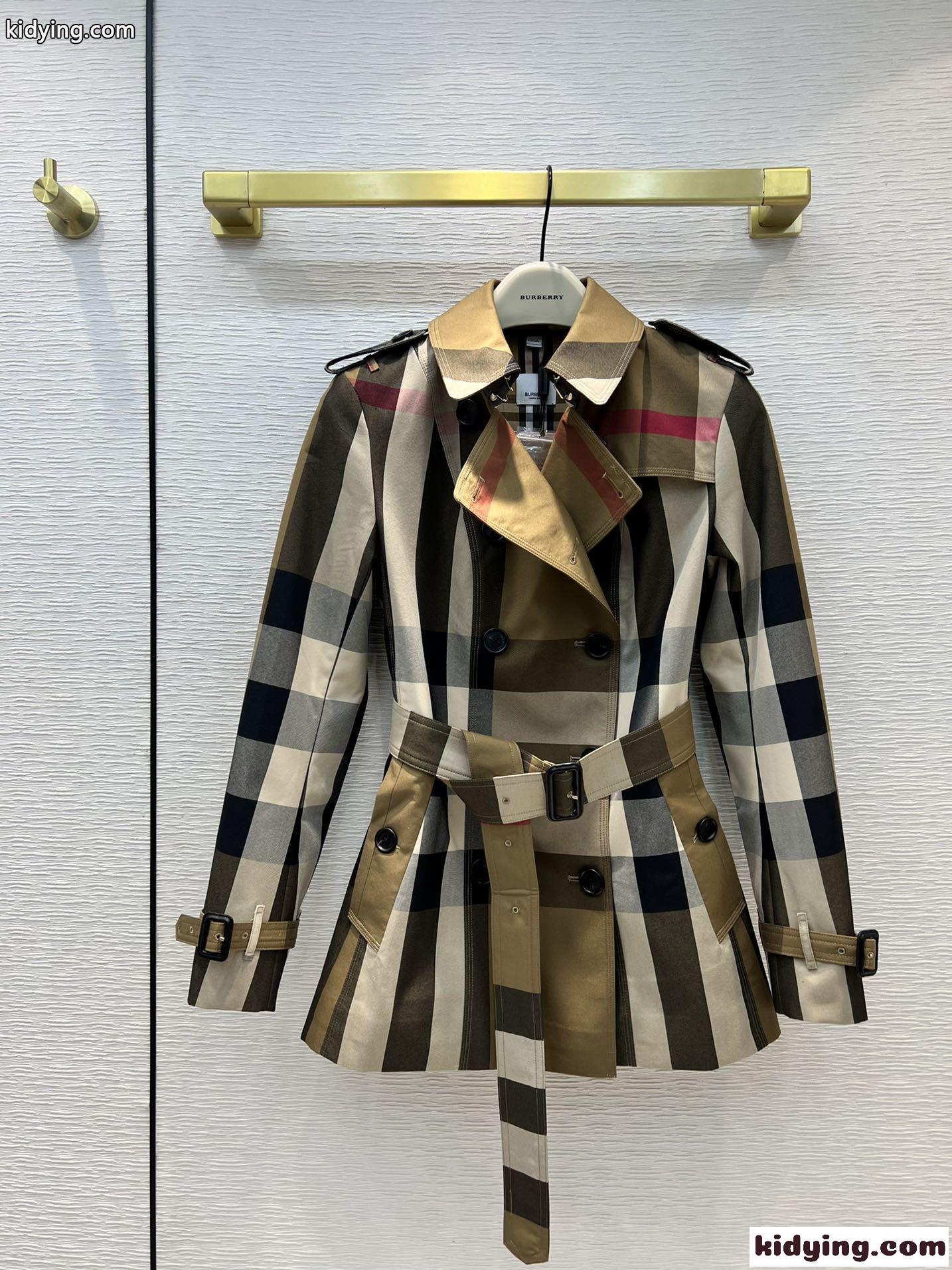 お洒落 チェック柄 合わせやすい 人気 定番 レディース ショート トレンチコート バーバリー ジャケット コピー-2