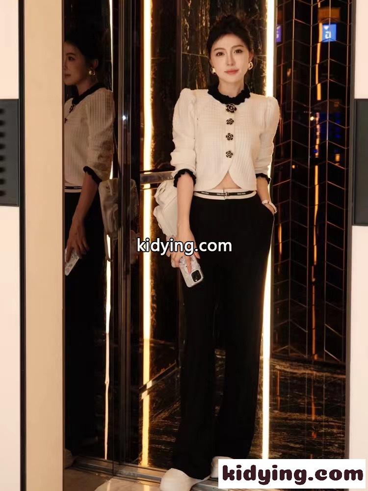 お買い得品miumiu チノパンコピー 純綿 ゆったり 筒形パンツ カジュアルズボン 柔らかい ブラック-0